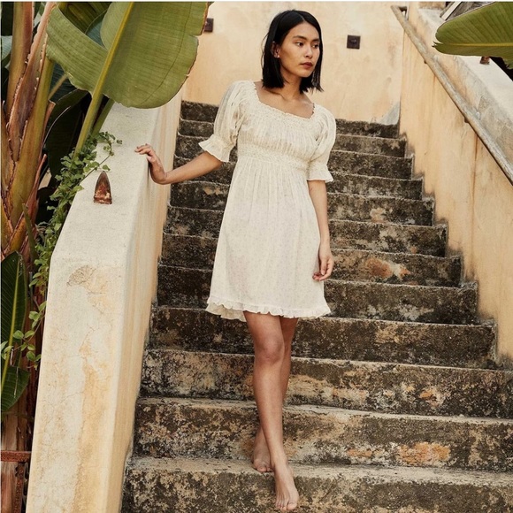 💋SOLD💋✨🩶❄️DÔEN ‘Rosen’ Embroidered Cotton Voile Azure Windswept Floral XS✨ - Picture 16 of 17